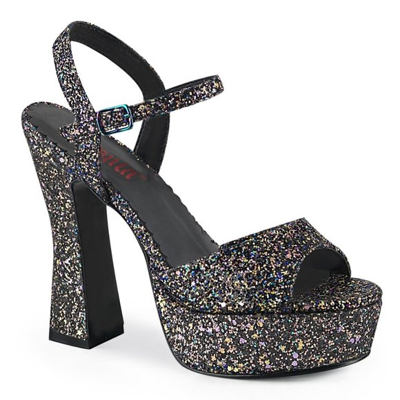 Demonia Shoes - Demonia Dolly 09 Black Platform Sandals with Glitter
